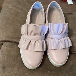 Baby pink high top tennis shoes